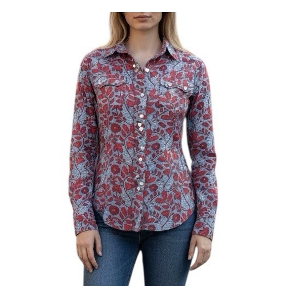 Cactus Club Western Diamond Snap Button Shirt Rustic Country Cowgirl Size Small